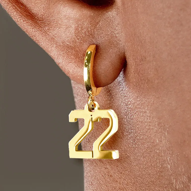 22 Number Earring - Gold Plated Stainless Steel