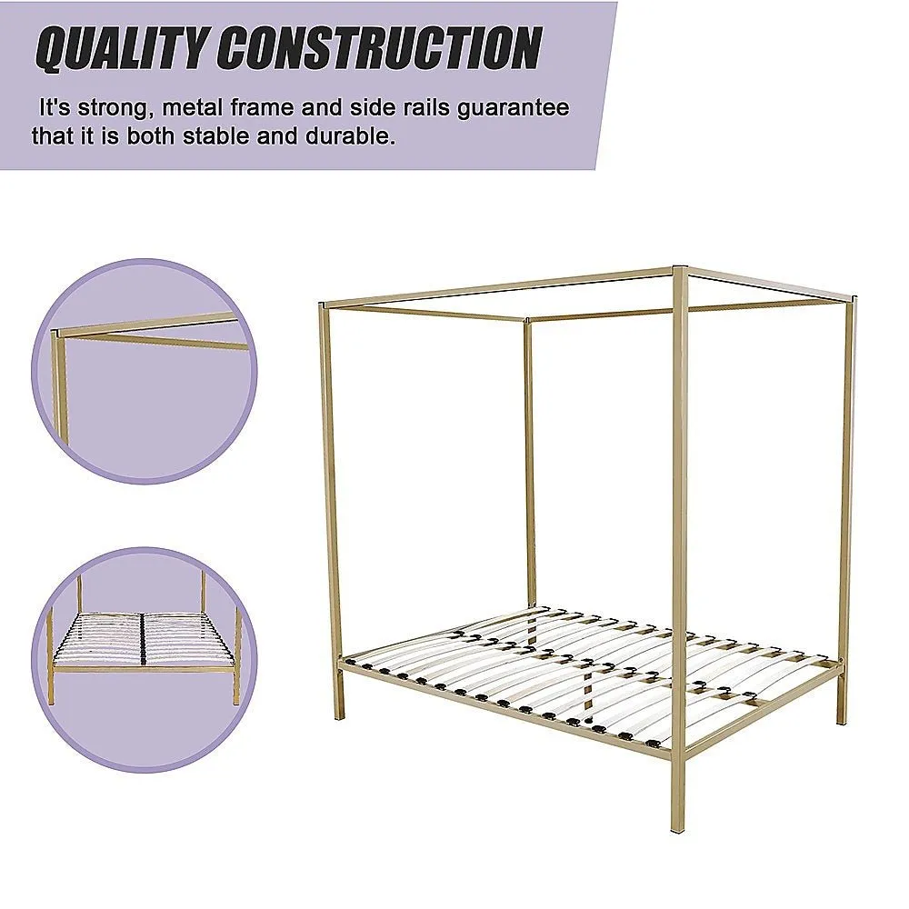 4 Poster Queen Bed Frame Gold