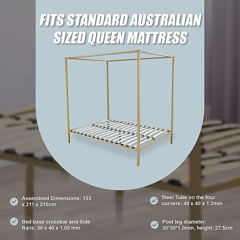 4 Poster Queen Bed Frame Gold