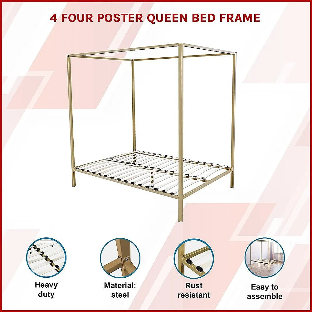 4 Poster Queen Bed Frame Gold