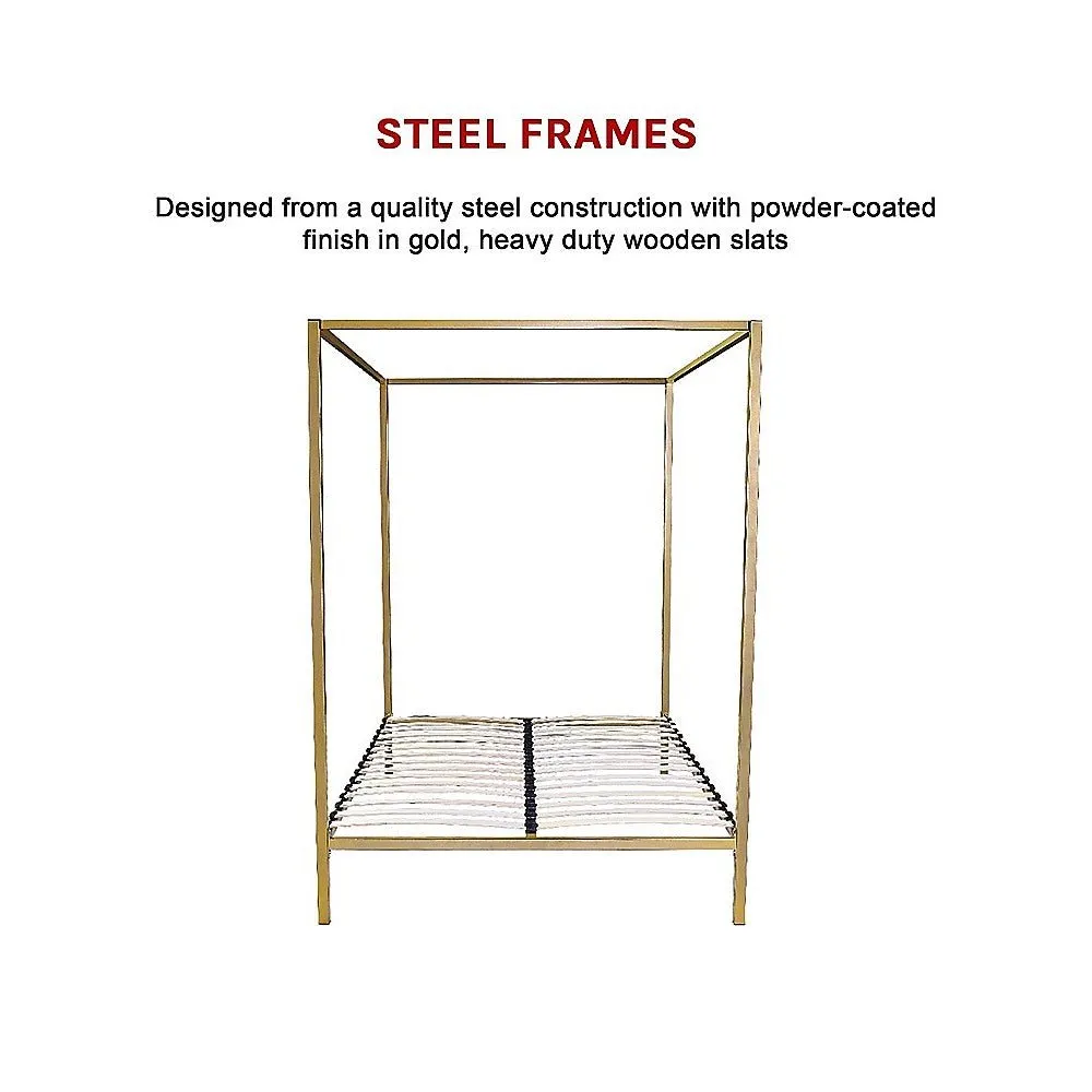 4 Poster Queen Bed Frame Gold