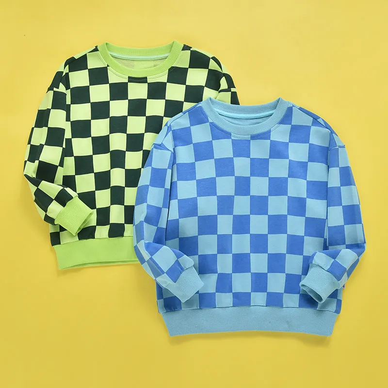 Baby Checkerboard Pattern Long Sleeve Loose Hoodies by MyKids-USA™