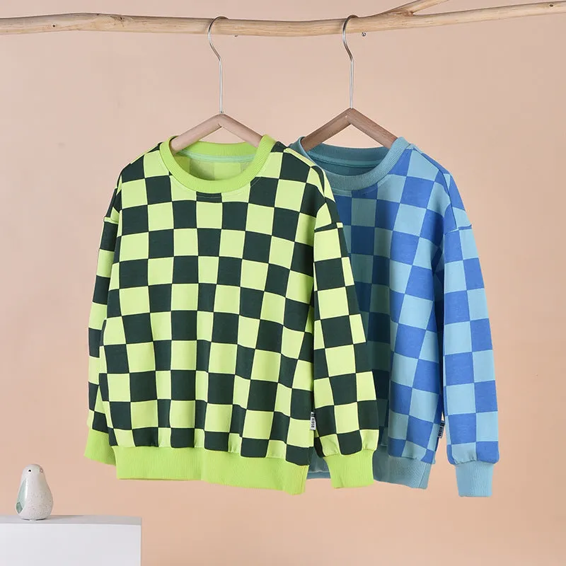 Baby Checkerboard Pattern Long Sleeve Loose Hoodies by MyKids-USA™