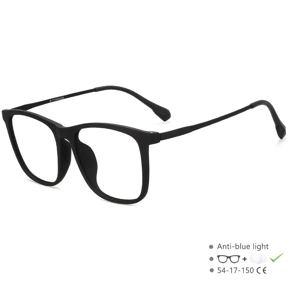 CCspace Unisex Full Rim Square Tr 90 Titanium Eyeglasses 55521