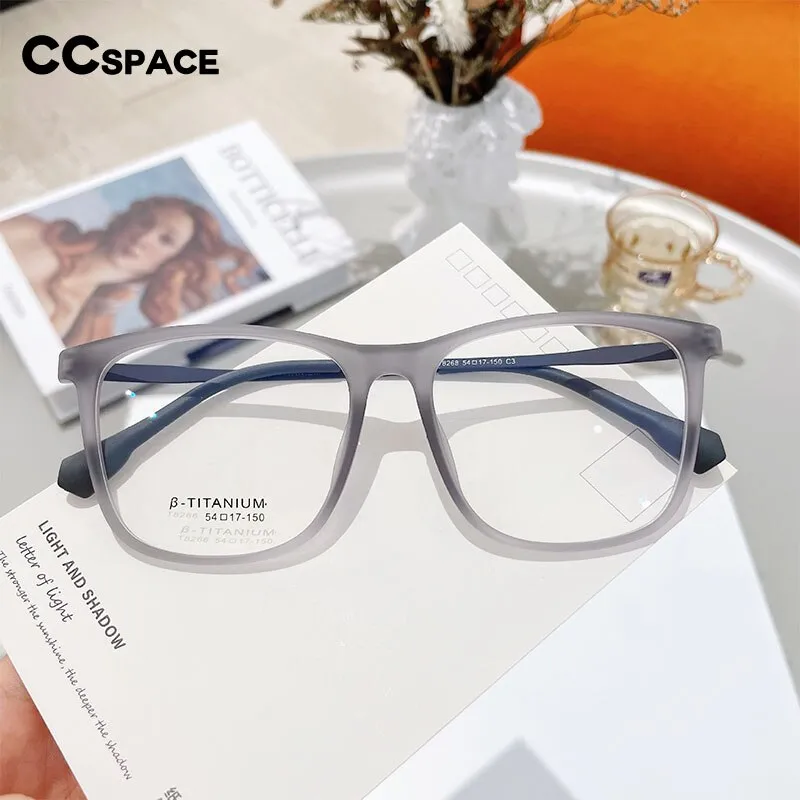 CCspace Unisex Full Rim Square Tr 90 Titanium Eyeglasses 55521