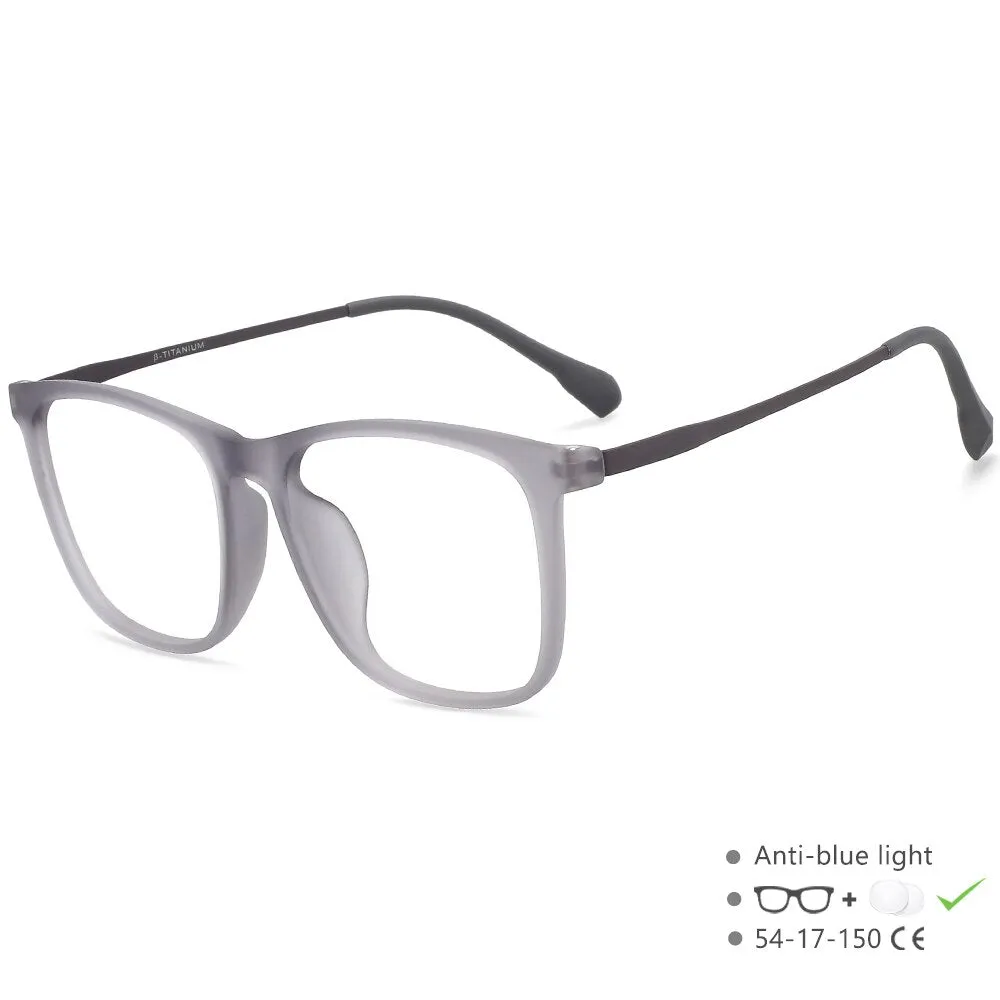 CCspace Unisex Full Rim Square Tr 90 Titanium Eyeglasses 55521