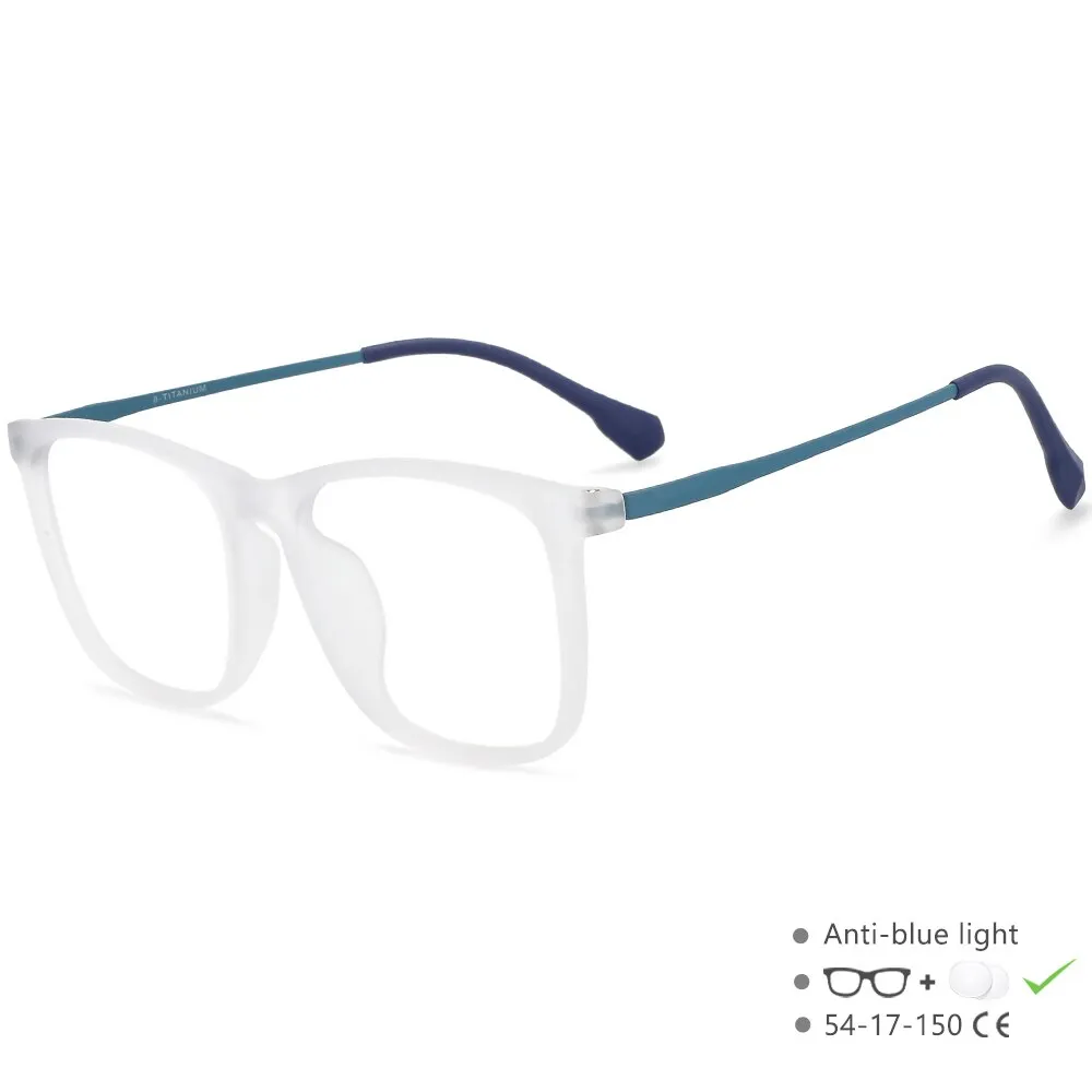 CCspace Unisex Full Rim Square Tr 90 Titanium Eyeglasses 55521