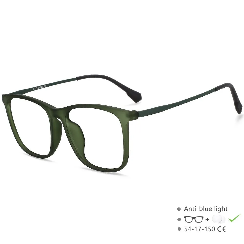 CCspace Unisex Full Rim Square Tr 90 Titanium Eyeglasses 55521