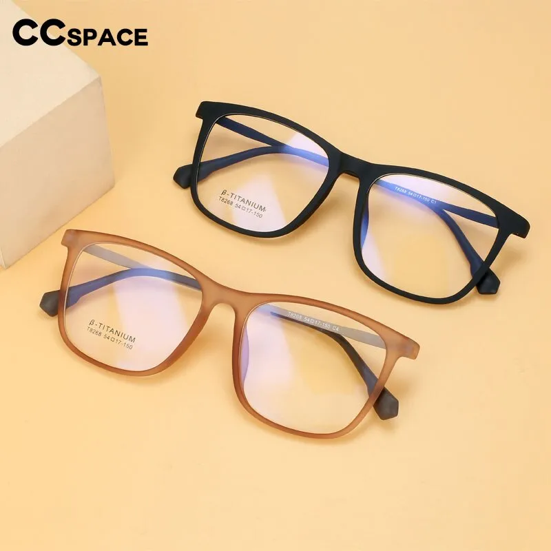 CCspace Unisex Full Rim Square Tr 90 Titanium Eyeglasses 55521