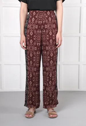 Choice Straight Leg Printed Pants Burgundy