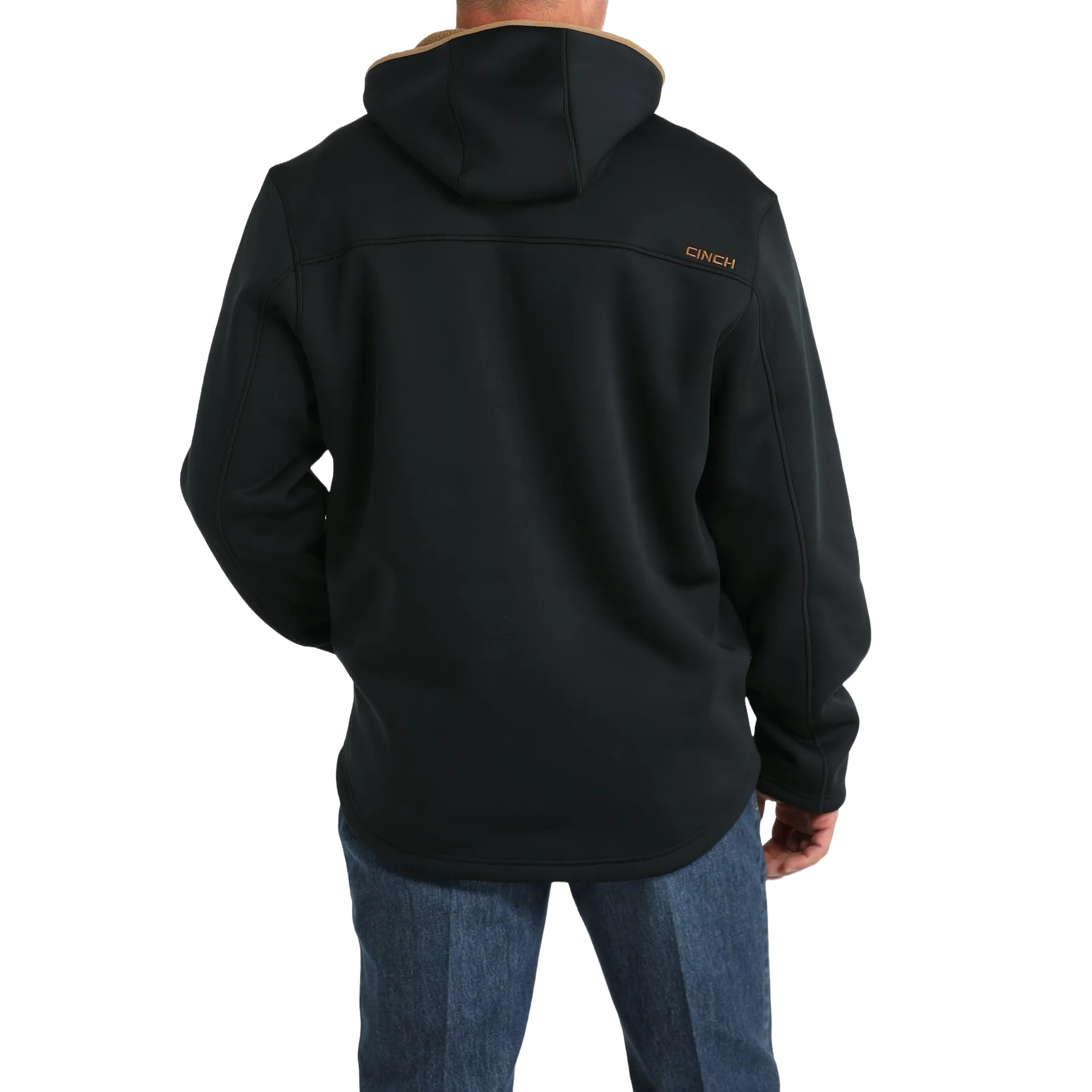 Cinch Men's 1/4 Zip Black Sherpa Patriarch Hoodie MWJ1915001