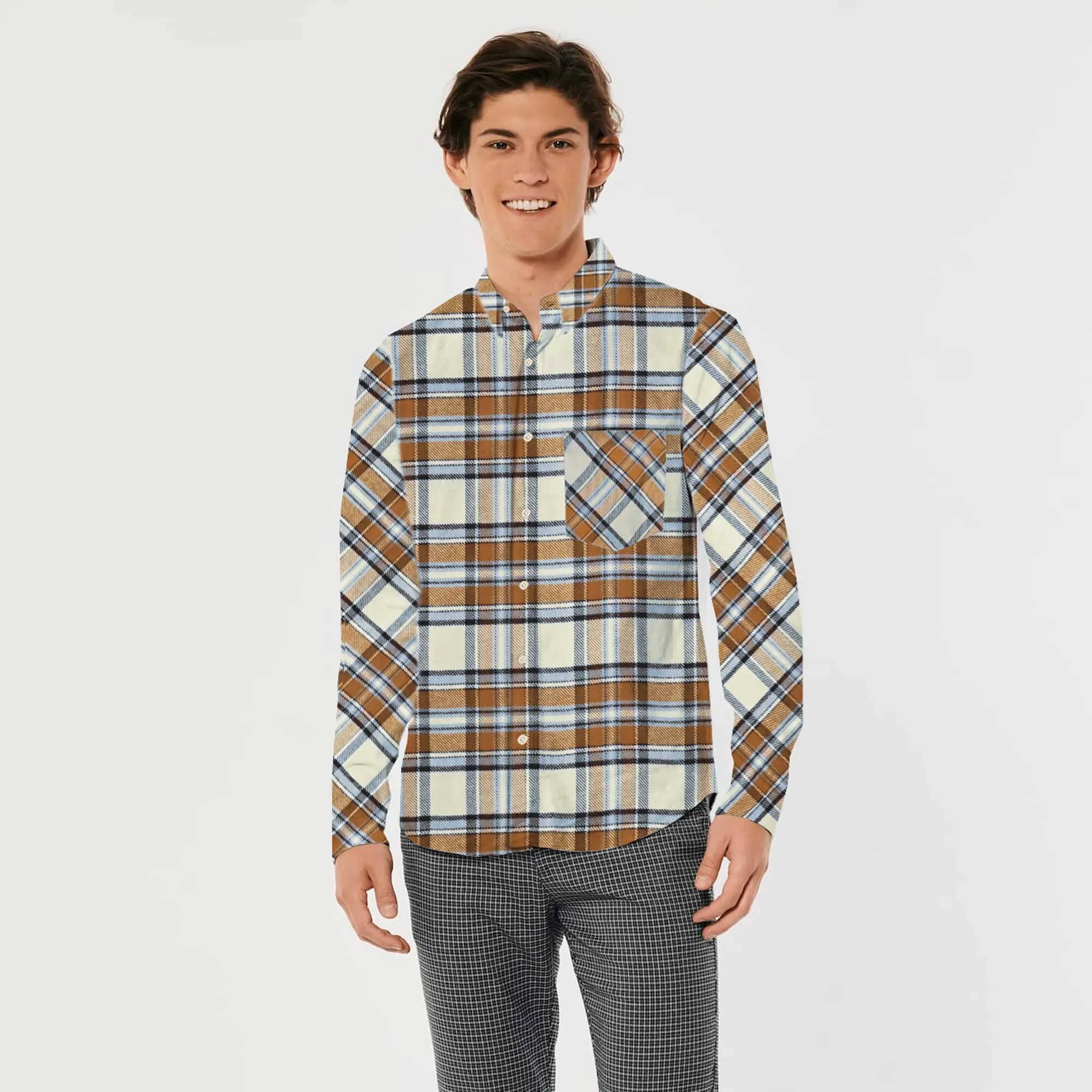 CP Men's Gouda Check Design Regular Fit Casual Shirt