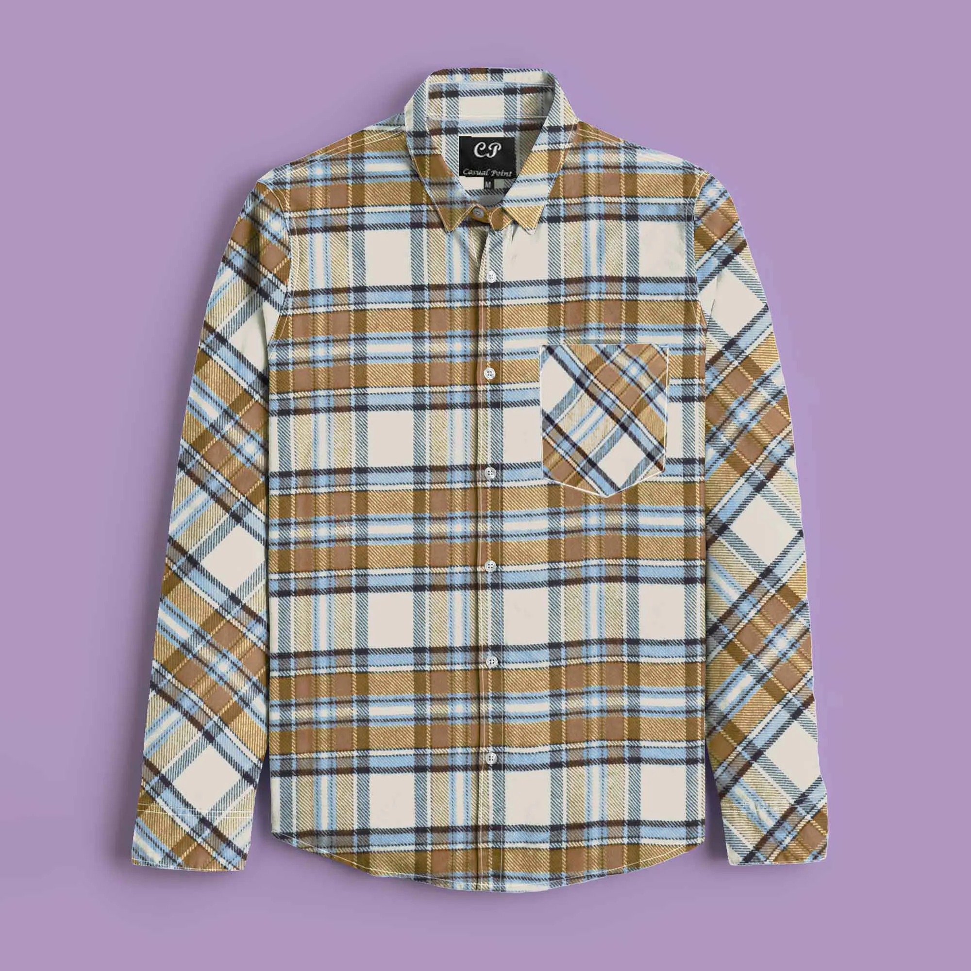 CP Men's Gouda Check Design Regular Fit Casual Shirt