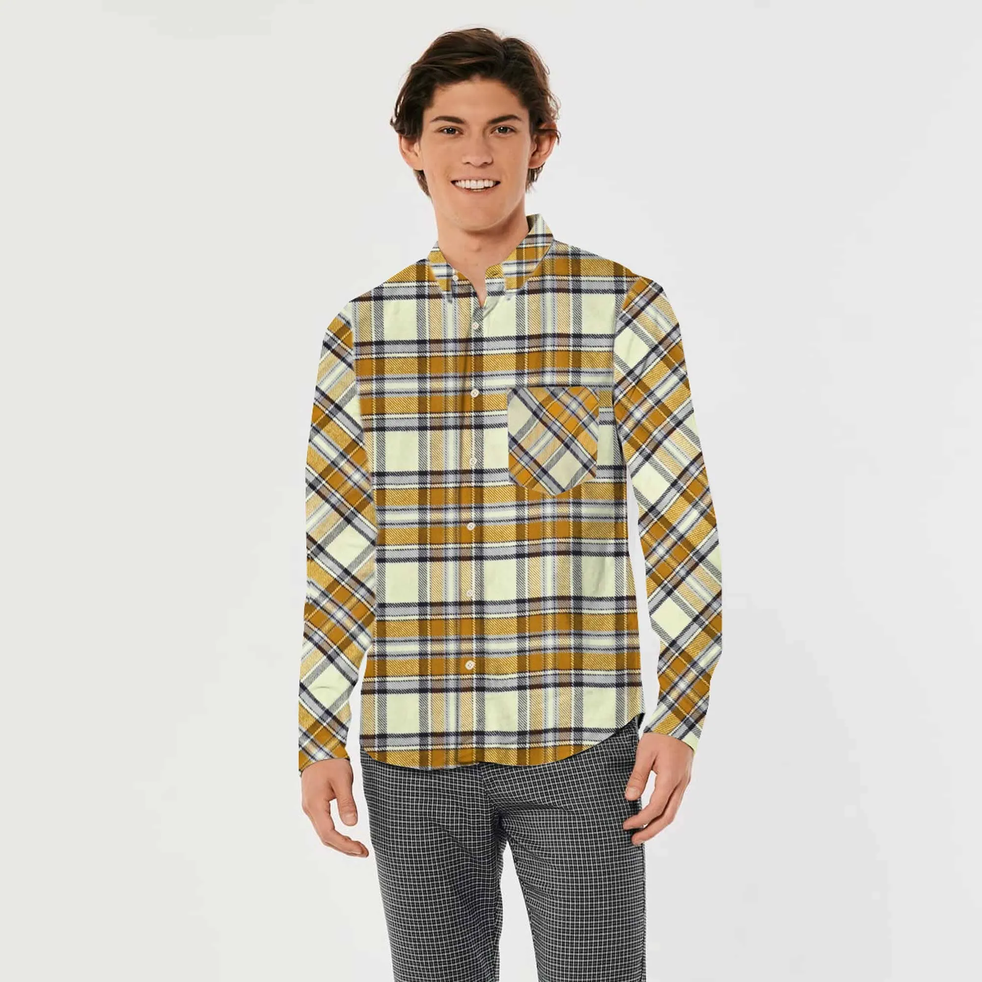 CP Men's Gouda Check Design Regular Fit Casual Shirt