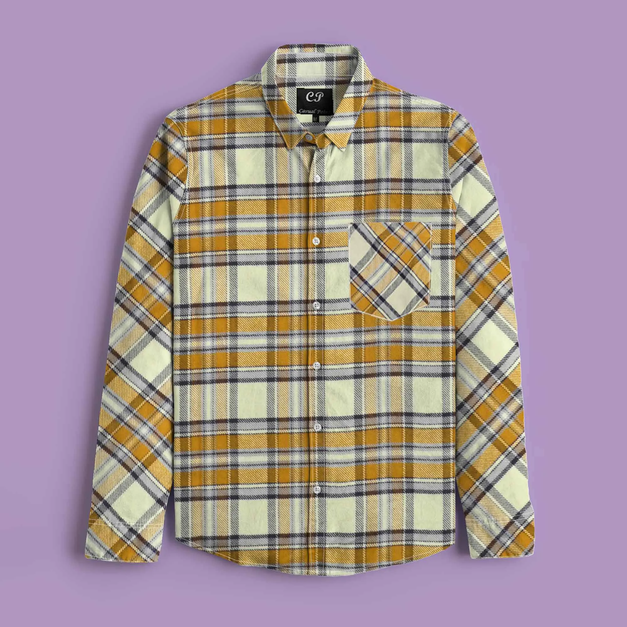 CP Men's Gouda Check Design Regular Fit Casual Shirt