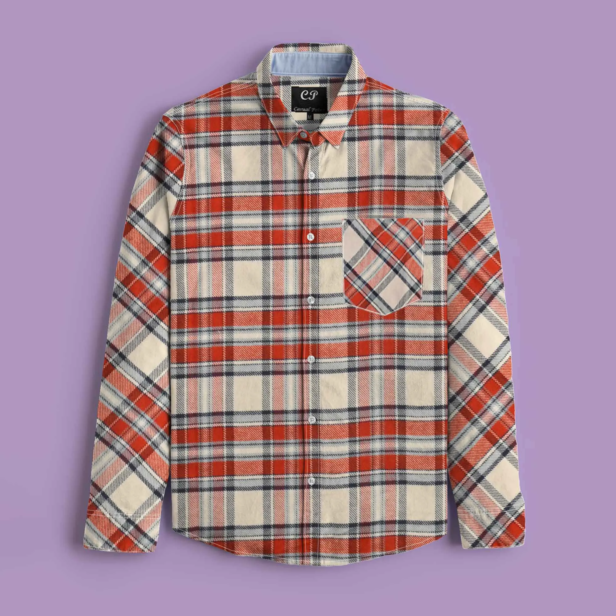 CP Men's Gouda Check Design Regular Fit Casual Shirt