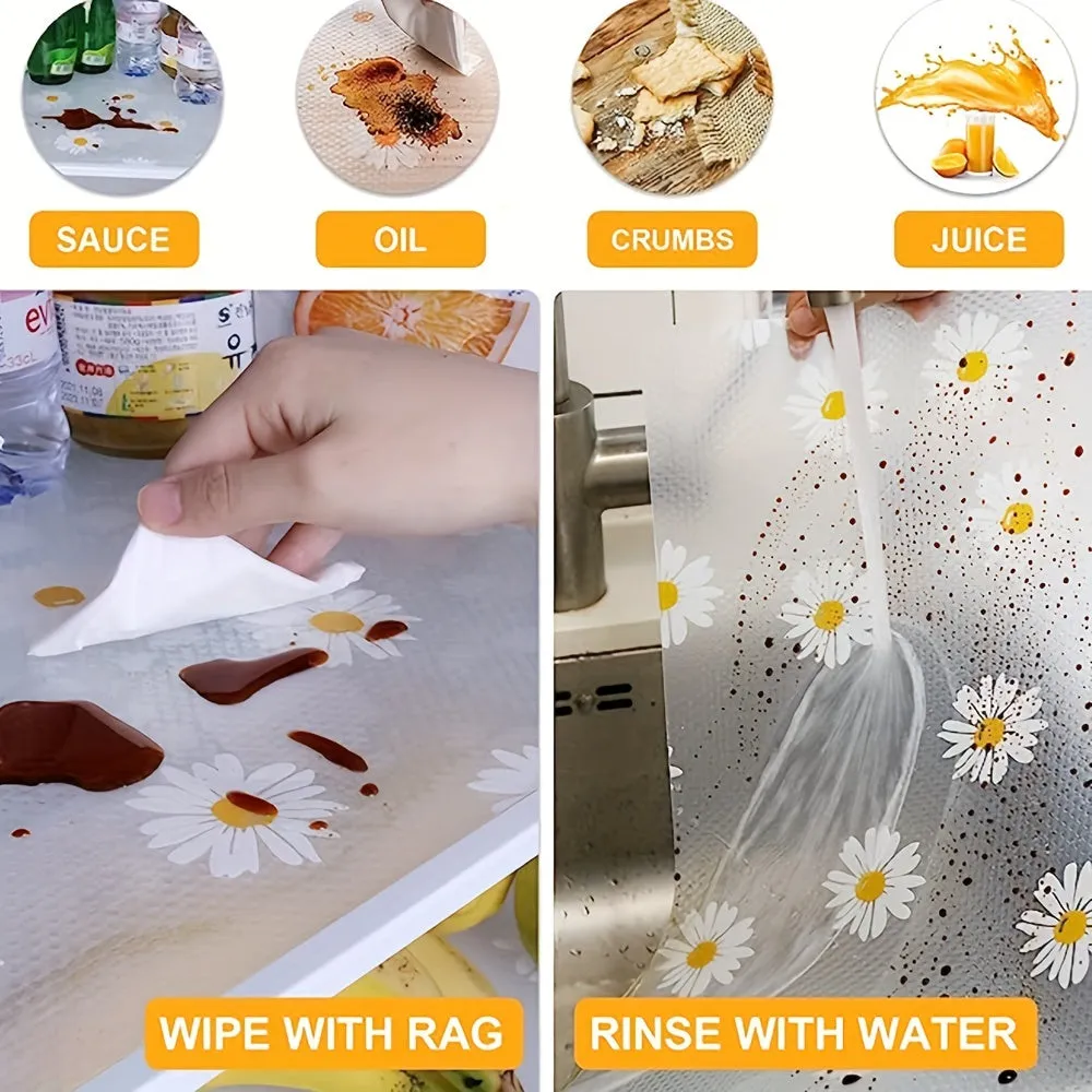 Daisy Printed Refrigerator Shelf Liners Washable Waterproof Stainproof