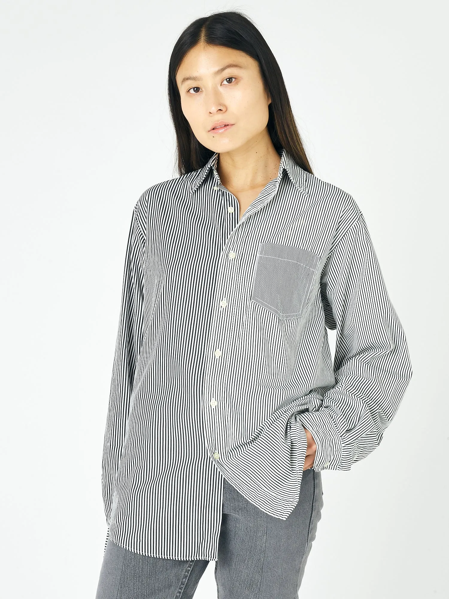 Diana Shirt Stripe Cotton Poplin Black