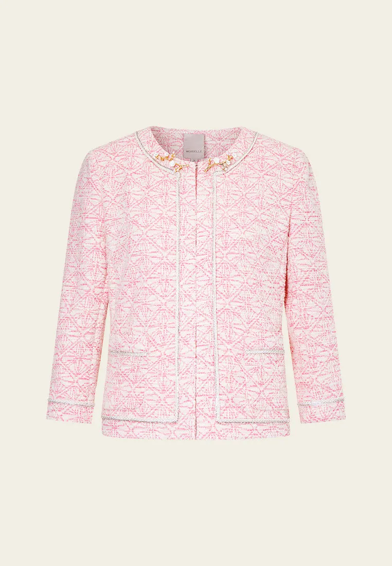 Digitized Pink Tweed Jacket