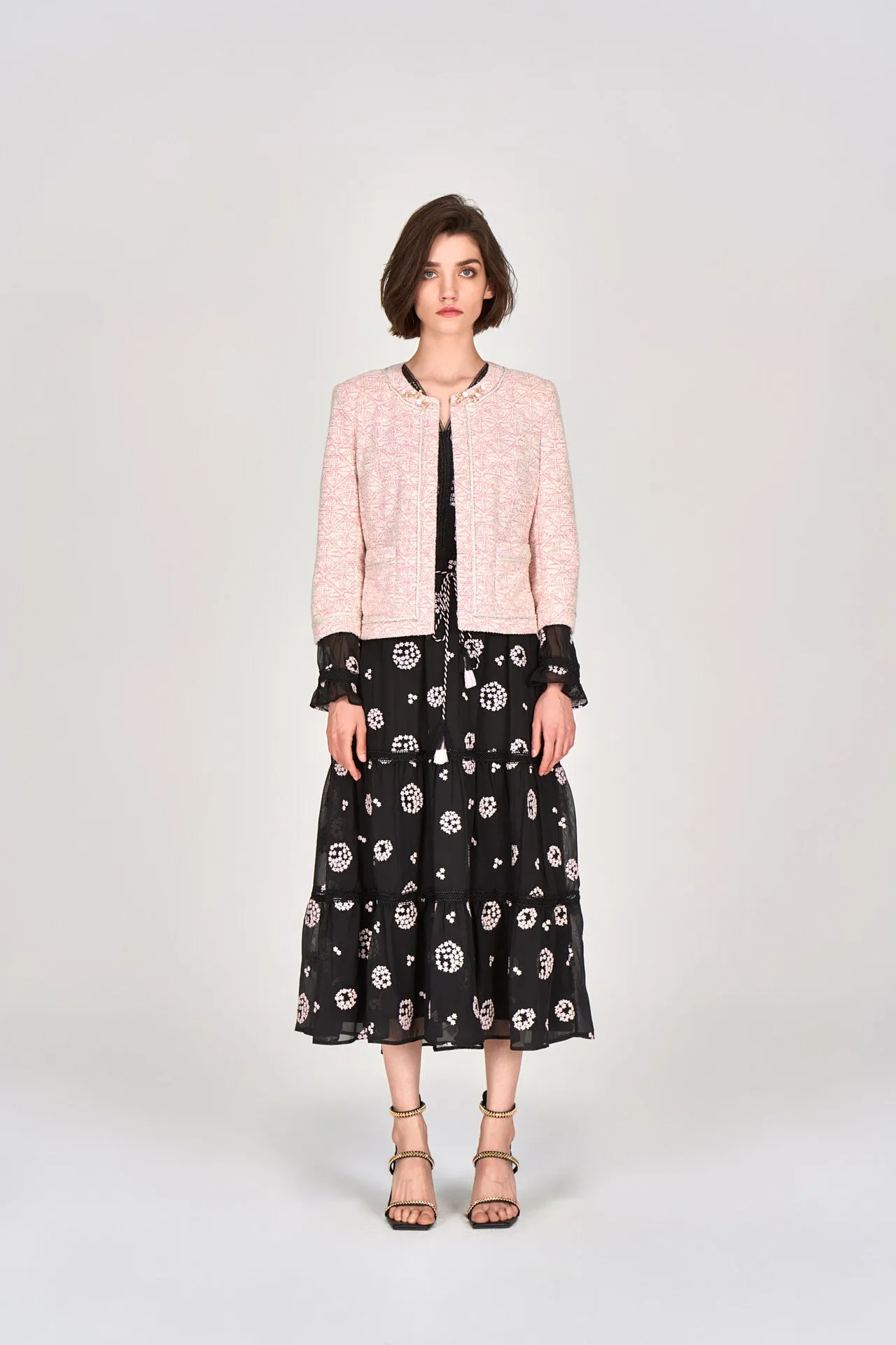 Digitized Pink Tweed Jacket