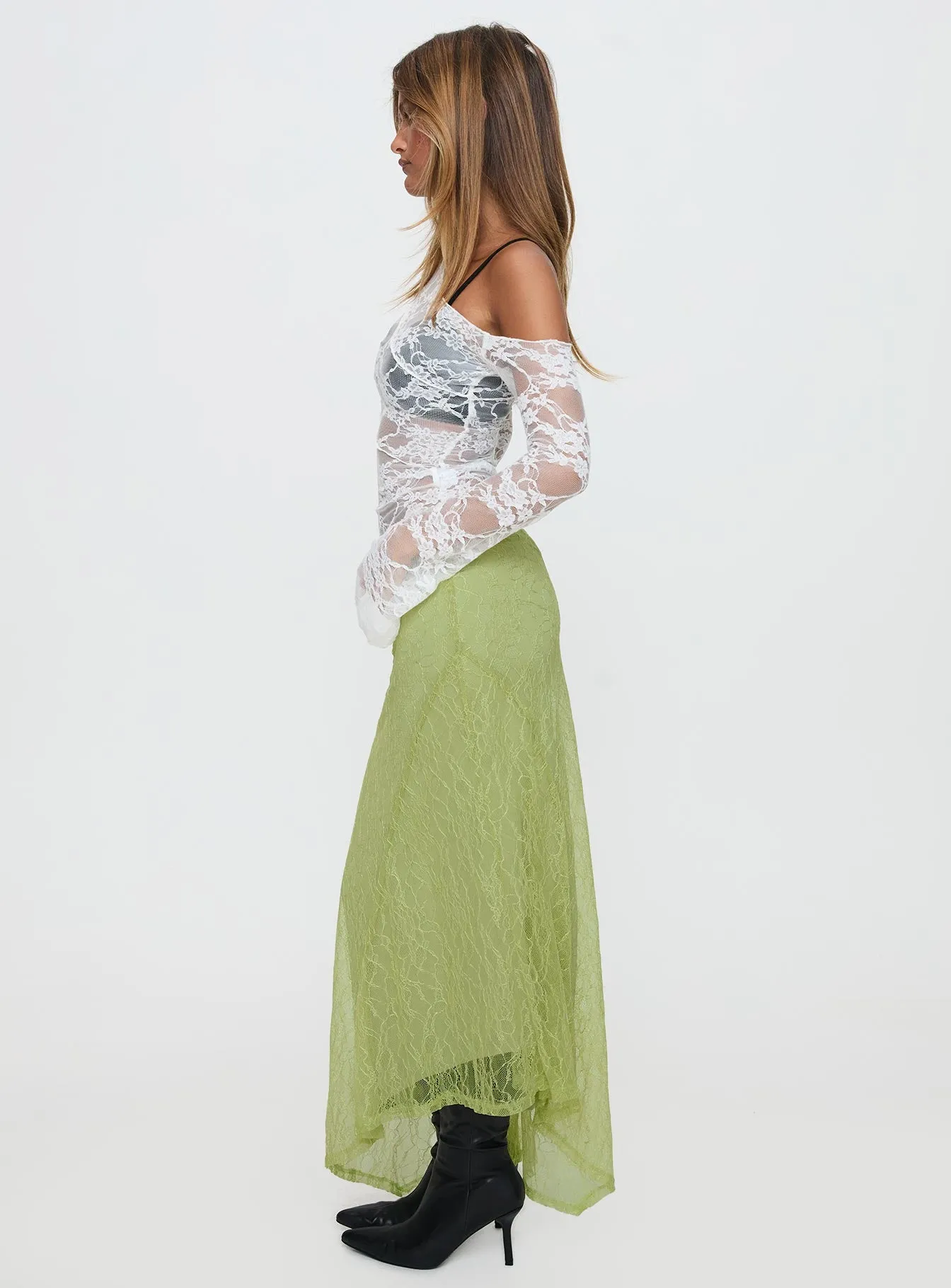 Dreamcatcher Lace Maxi Skirt Green