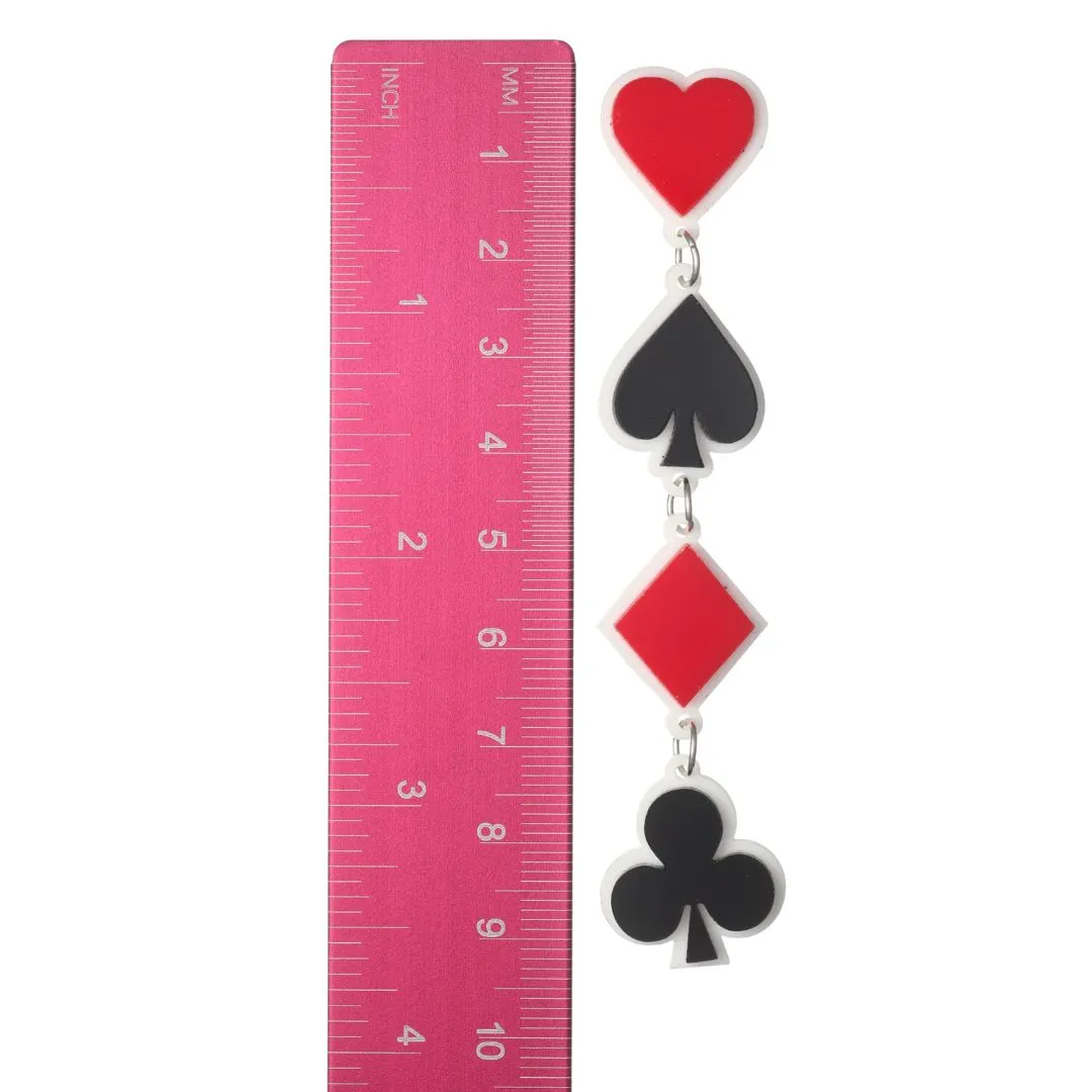 Exaggerated Playing Card Suit Dangles Hypoallergenic Earrings for Sensitive Ears Made with Plastic Posts