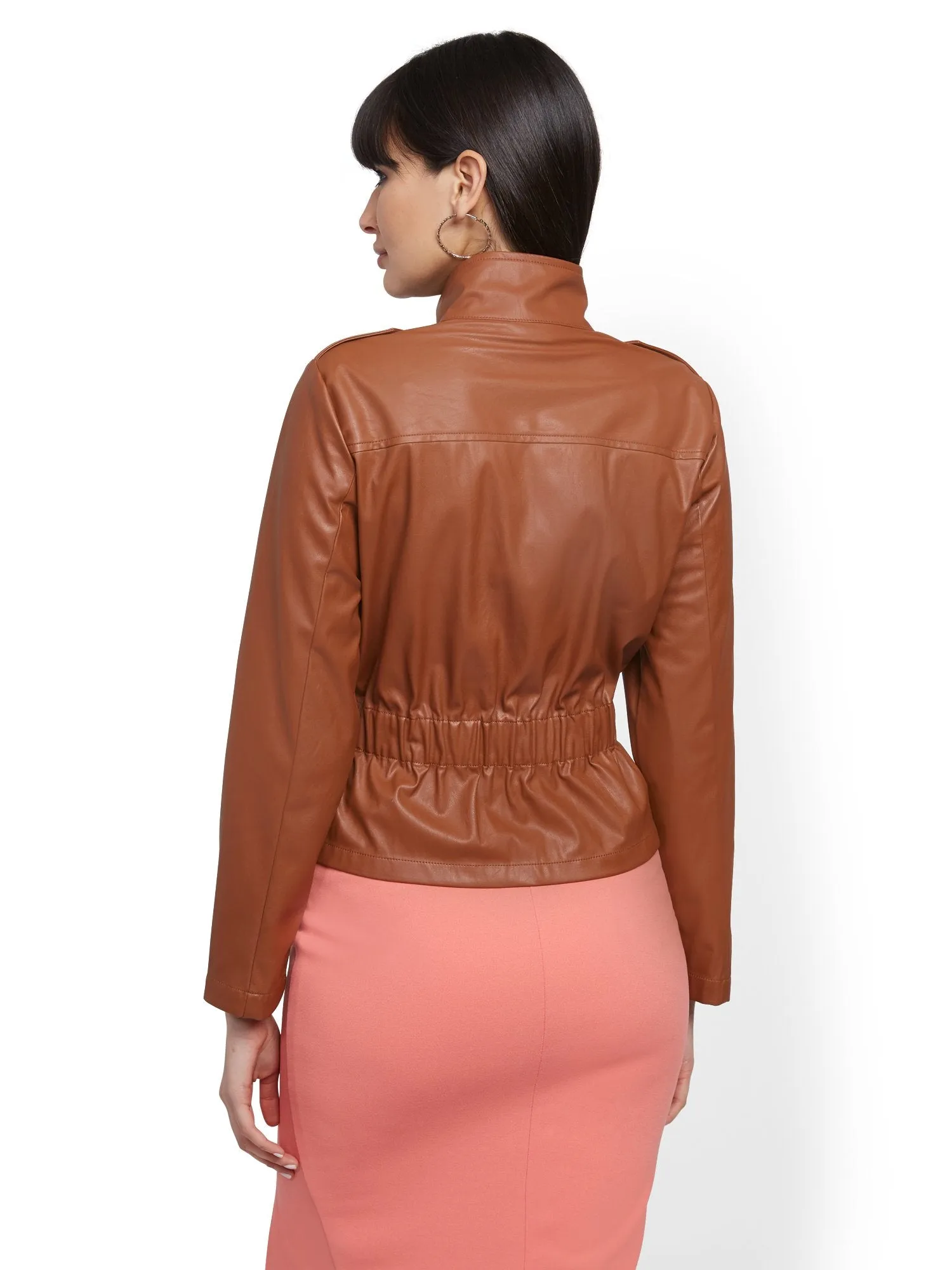 Faux-Leather Safari Jacket