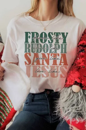 FROSTY RUDOLPH SANTA JESUS GRAPHIC TEE