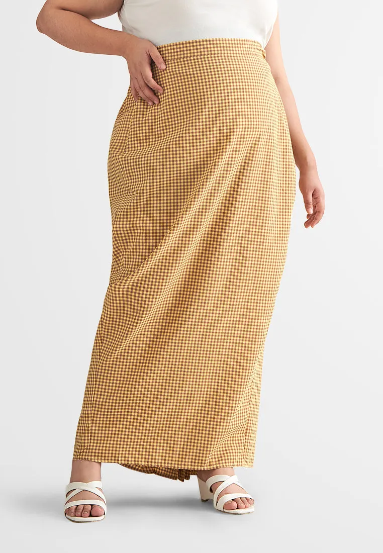 Gigi Gingham Back Fan Long Skirt