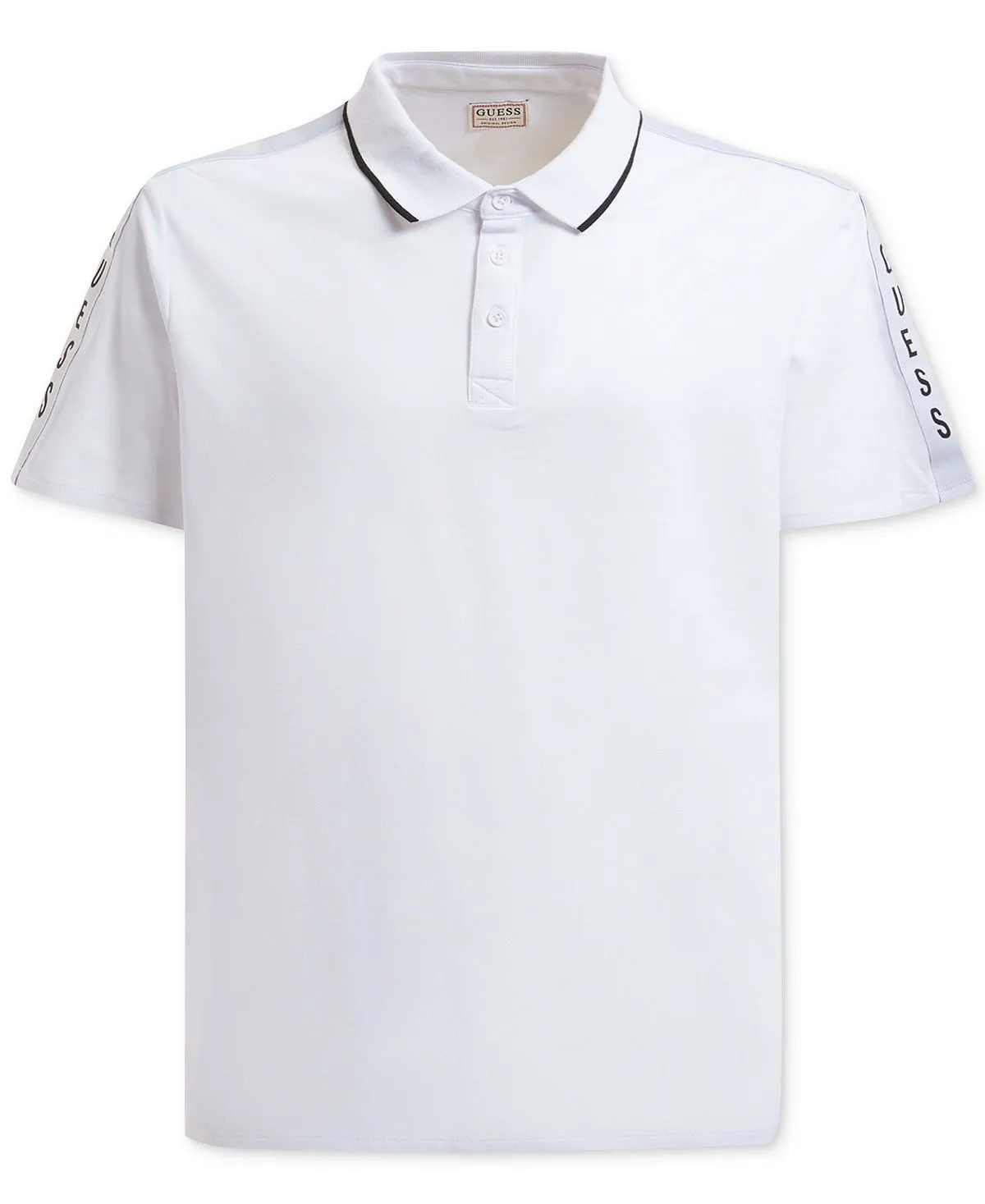 GUESS Men's Ribbon Collar Logo Polo Shirt, Multi