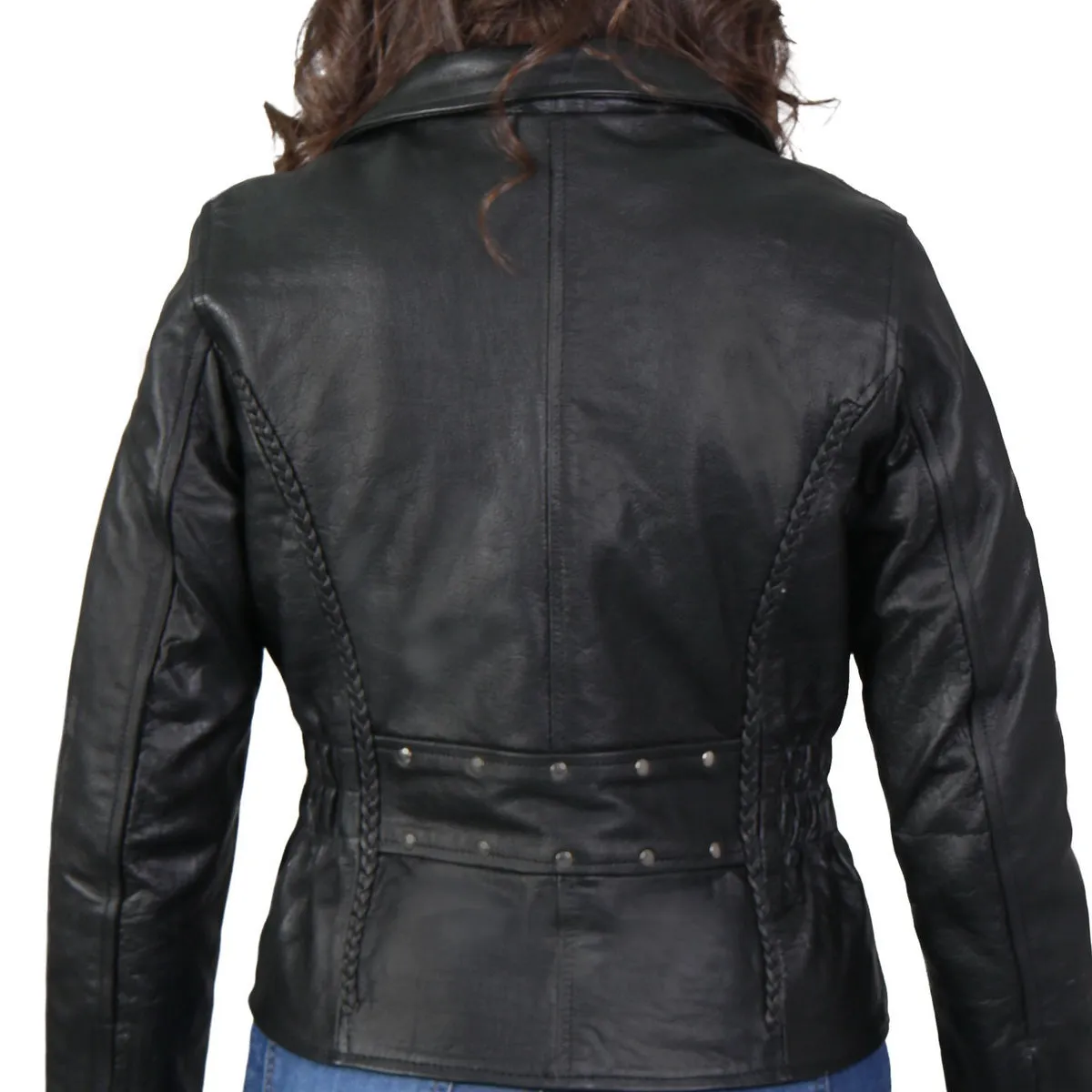 Hot Leathers JKL1009 Ladies Braided Motorcycle Leather Jacket