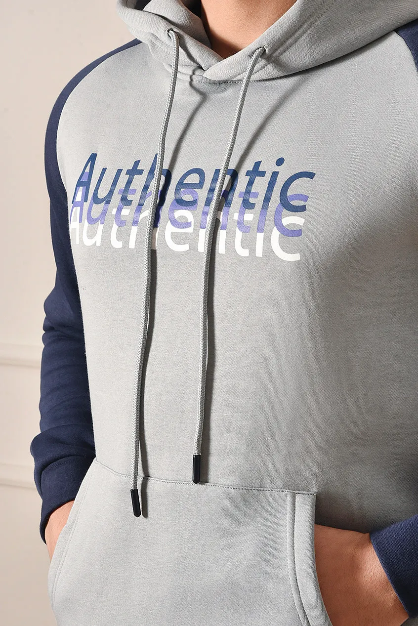 Imported Men's Grey and Navy Blue Hoodie