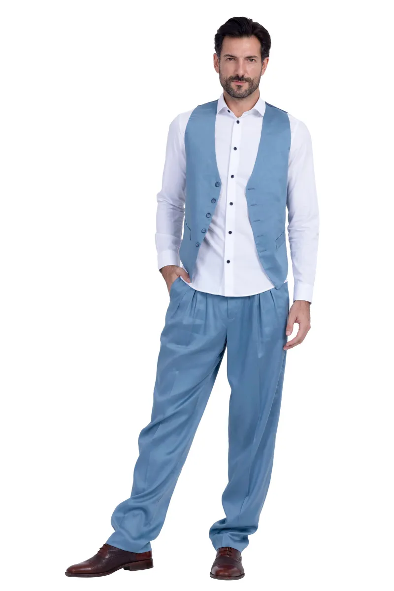 Indigo Blue Men's Tango Pants With Three Pleats