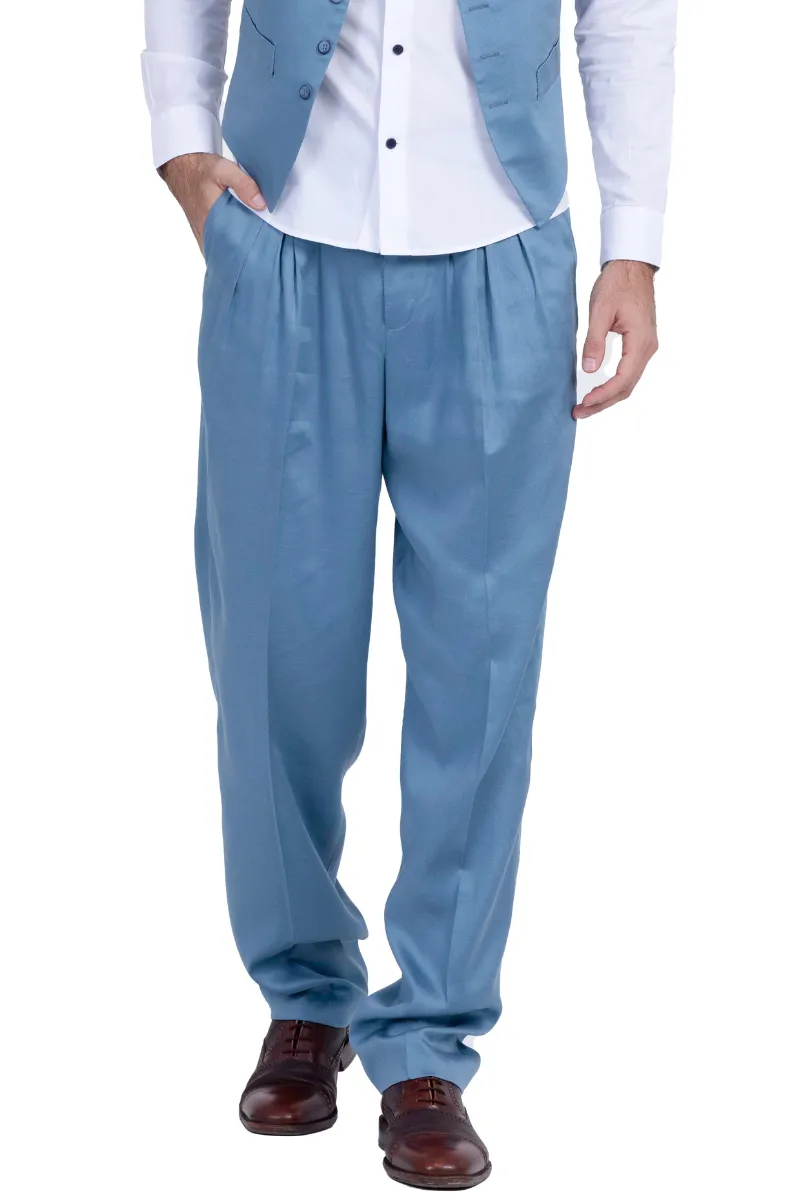 Indigo Blue Men's Tango Pants With Three Pleats