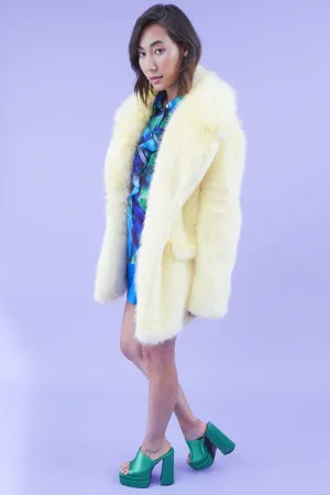 JAYLEY Faux Fur Yellow Midi Coat