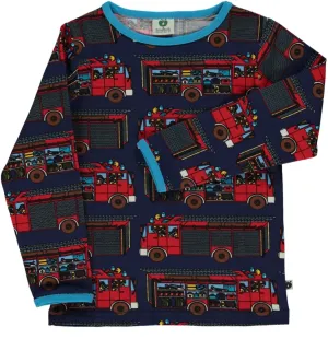 Long-sleeved top with firetrucks