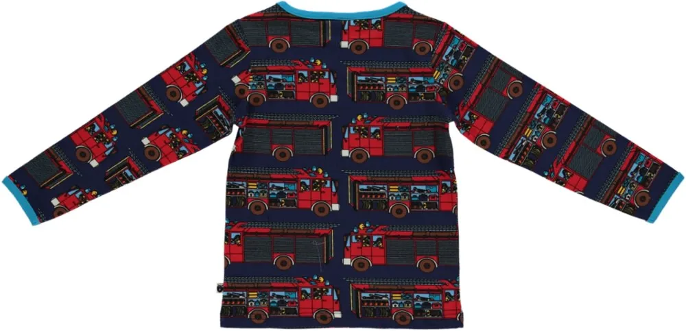 Long-sleeved top with firetrucks