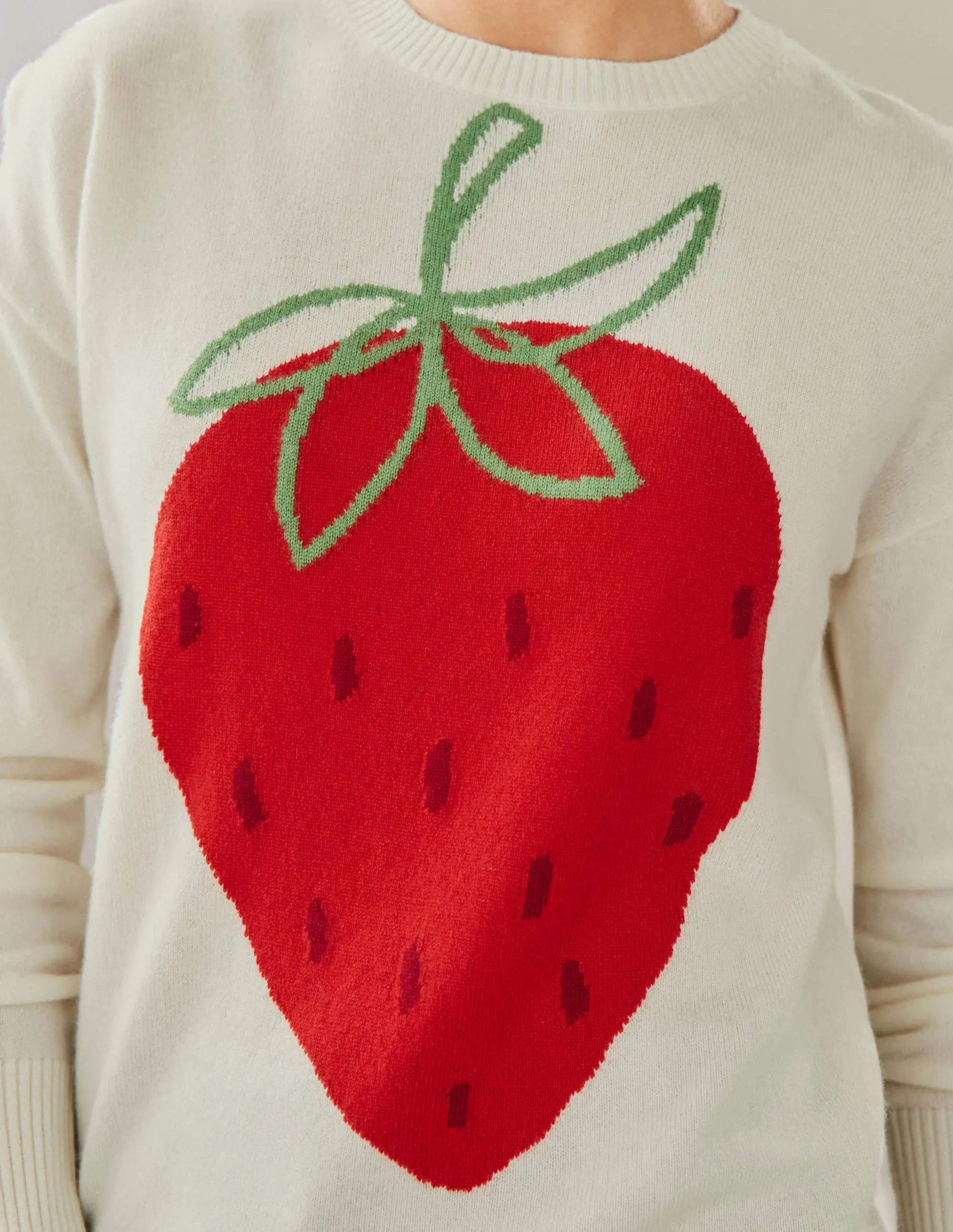 Margot Cashmere Jumper-Ivory, Strawberry