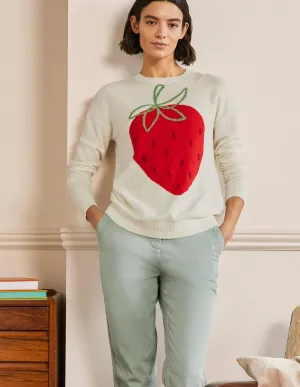 Margot Cashmere Jumper-Ivory, Strawberry