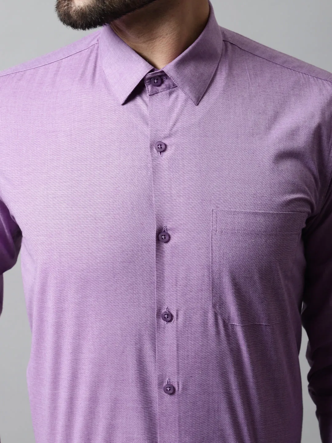 Men Purple Classic Slim Fit Solid Formal Shirt