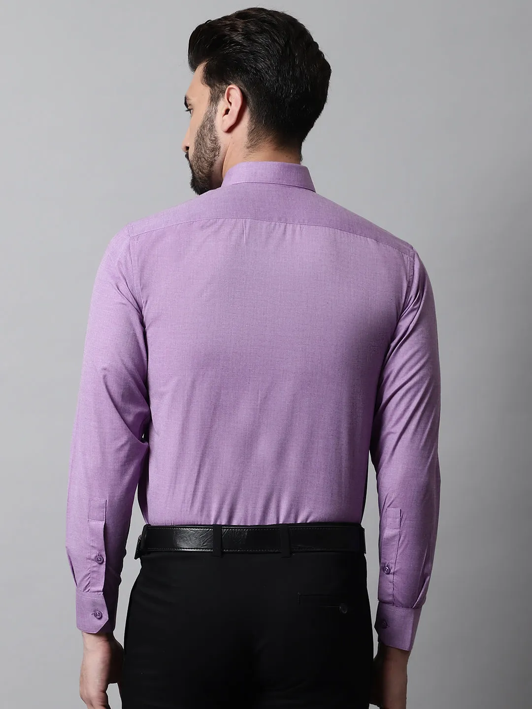 Men Purple Classic Slim Fit Solid Formal Shirt