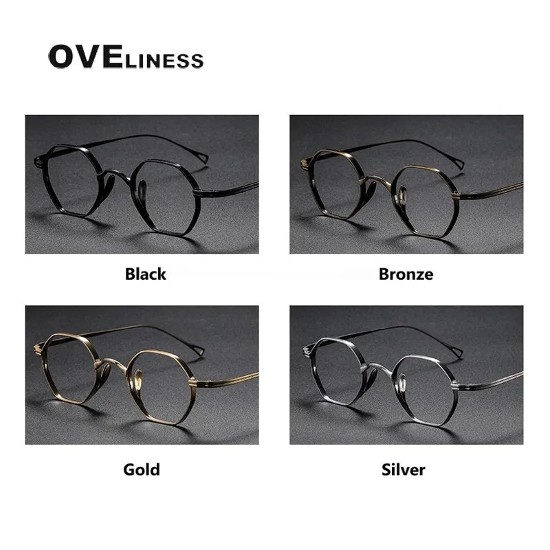 Oveliness Unisex Full Rim Irregular Round Titanium Eyeglasses Ol1y52