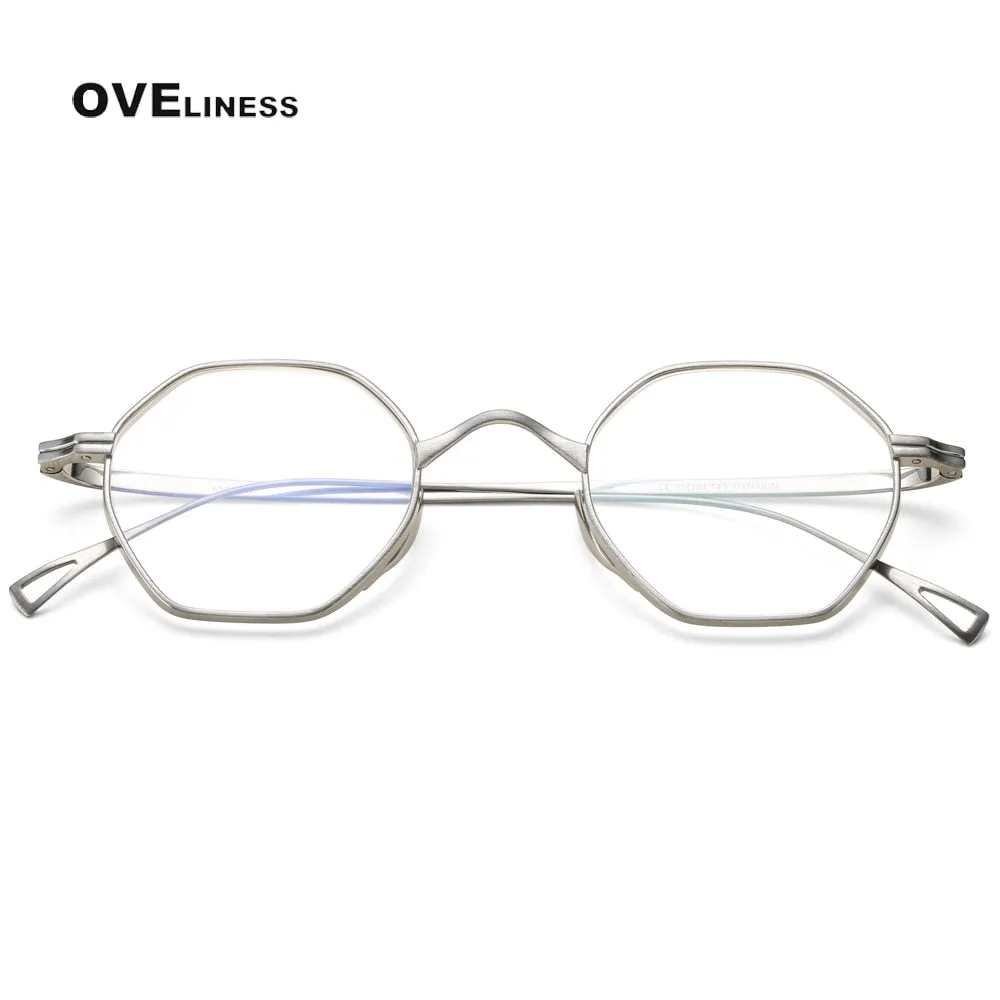 Oveliness Unisex Full Rim Irregular Round Titanium Eyeglasses Ol1y52