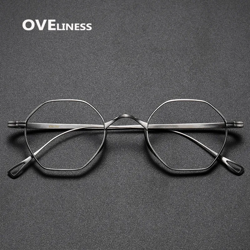 Oveliness Unisex Full Rim Irregular Round Titanium Eyeglasses Ol1y52