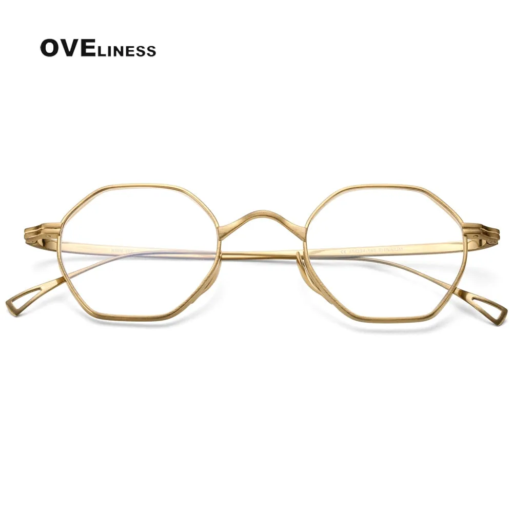 Oveliness Unisex Full Rim Irregular Round Titanium Eyeglasses Ol1y52