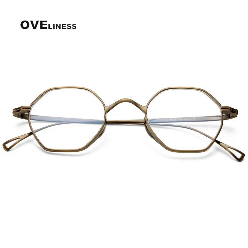 Oveliness Unisex Full Rim Irregular Round Titanium Eyeglasses Ol1y52