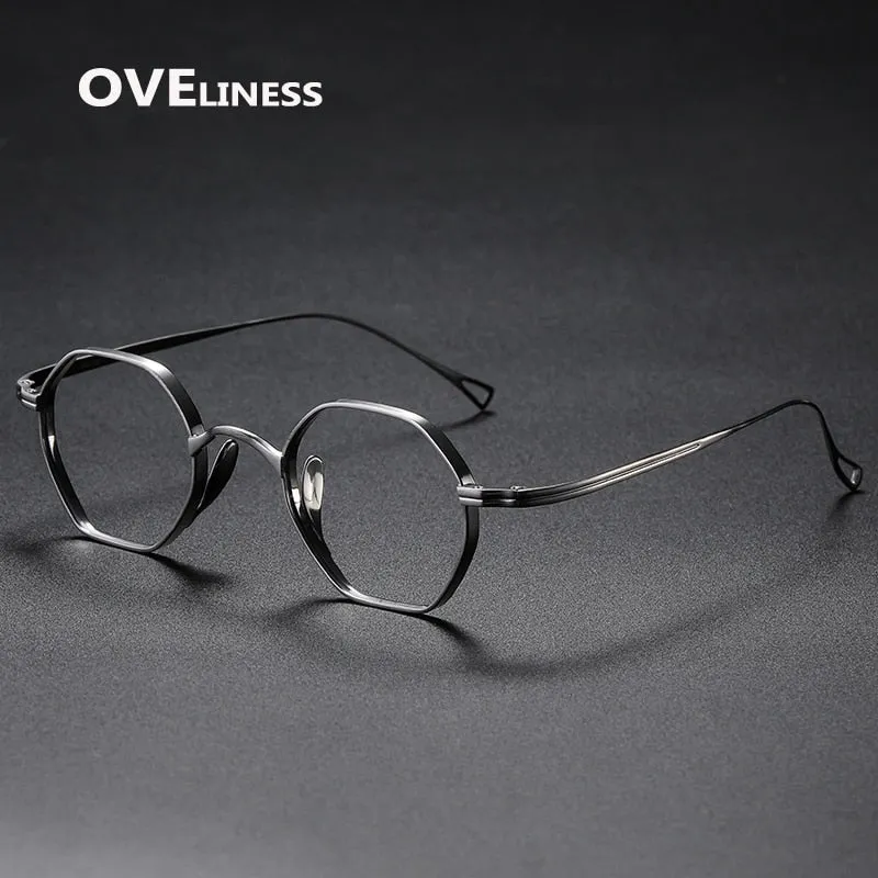 Oveliness Unisex Full Rim Irregular Round Titanium Eyeglasses Ol1y52