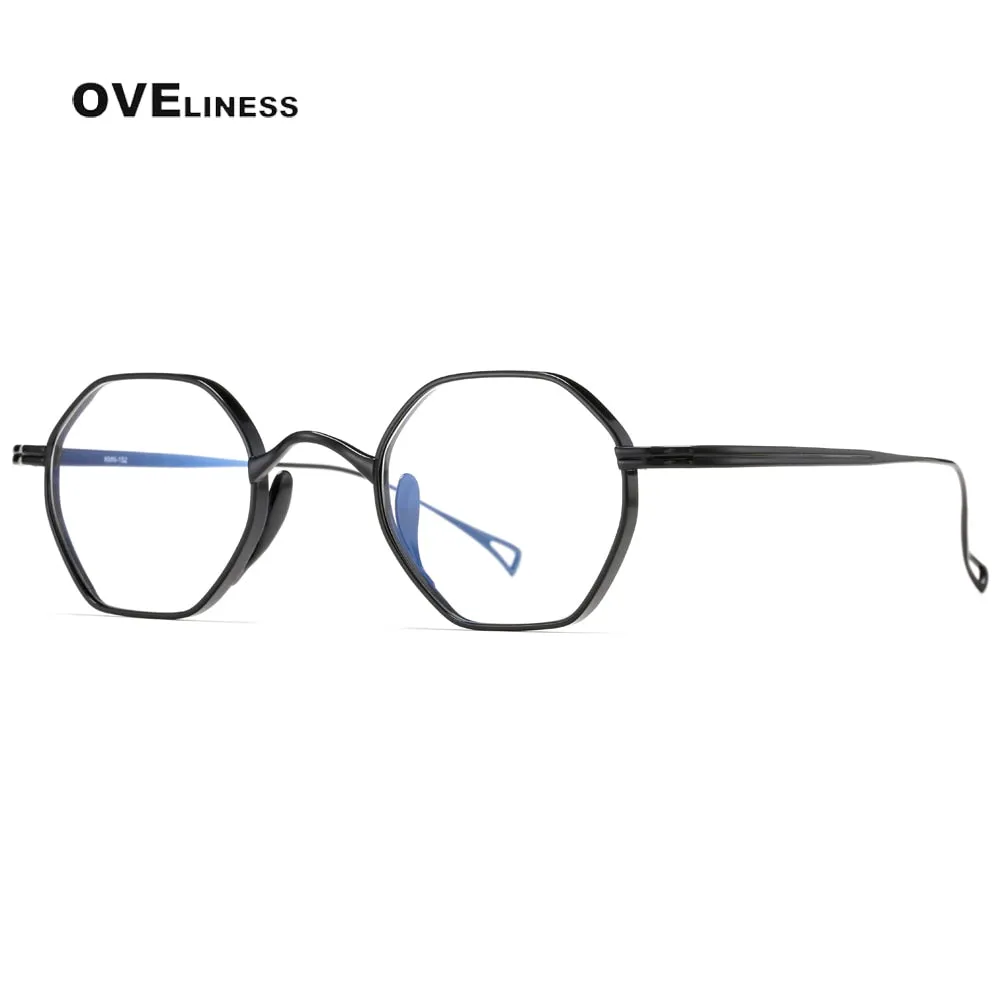 Oveliness Unisex Full Rim Irregular Round Titanium Eyeglasses Ol1y52