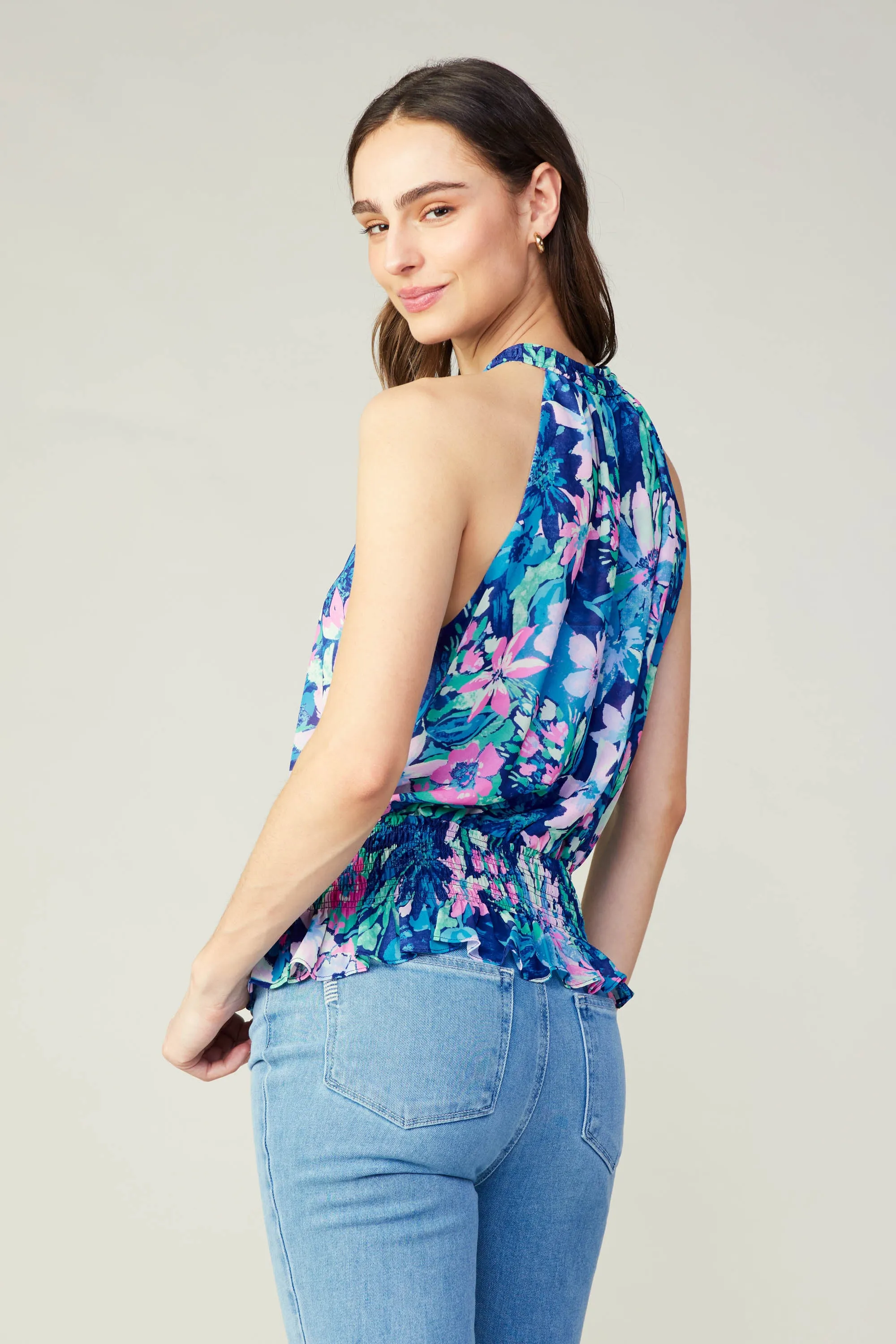 Painterly Floral Halter Tank