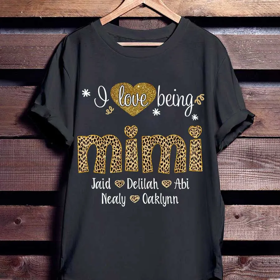 Personalized Leopard Mimi Shirt, Nana Leopard Shirt, I love being Grandma T shirt